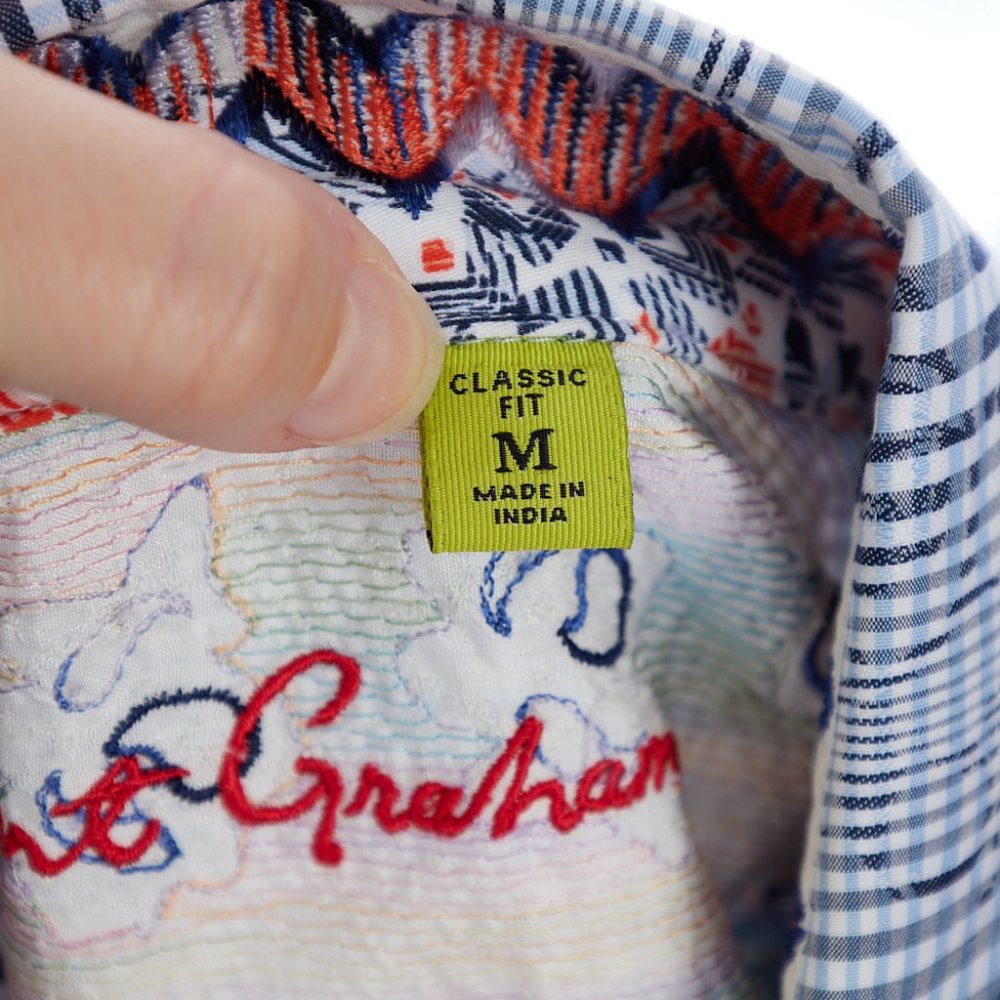Robert Graham Blue Button Up Shirt Medium Classic Fit - Picture 8 of 10